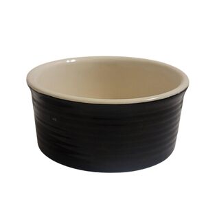 Small Pets Black & White Ceramic Ribbed Texture Food Bowl For Dogs Or Cats